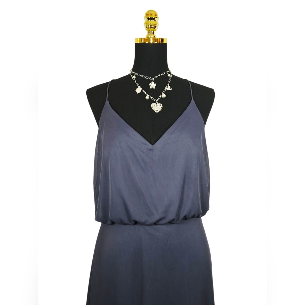 Alfred Sung D739 Deep Onyx Gown Sz 10 Formal Spaghetti Strap Evening Dress 60” - Picture 7 of 15